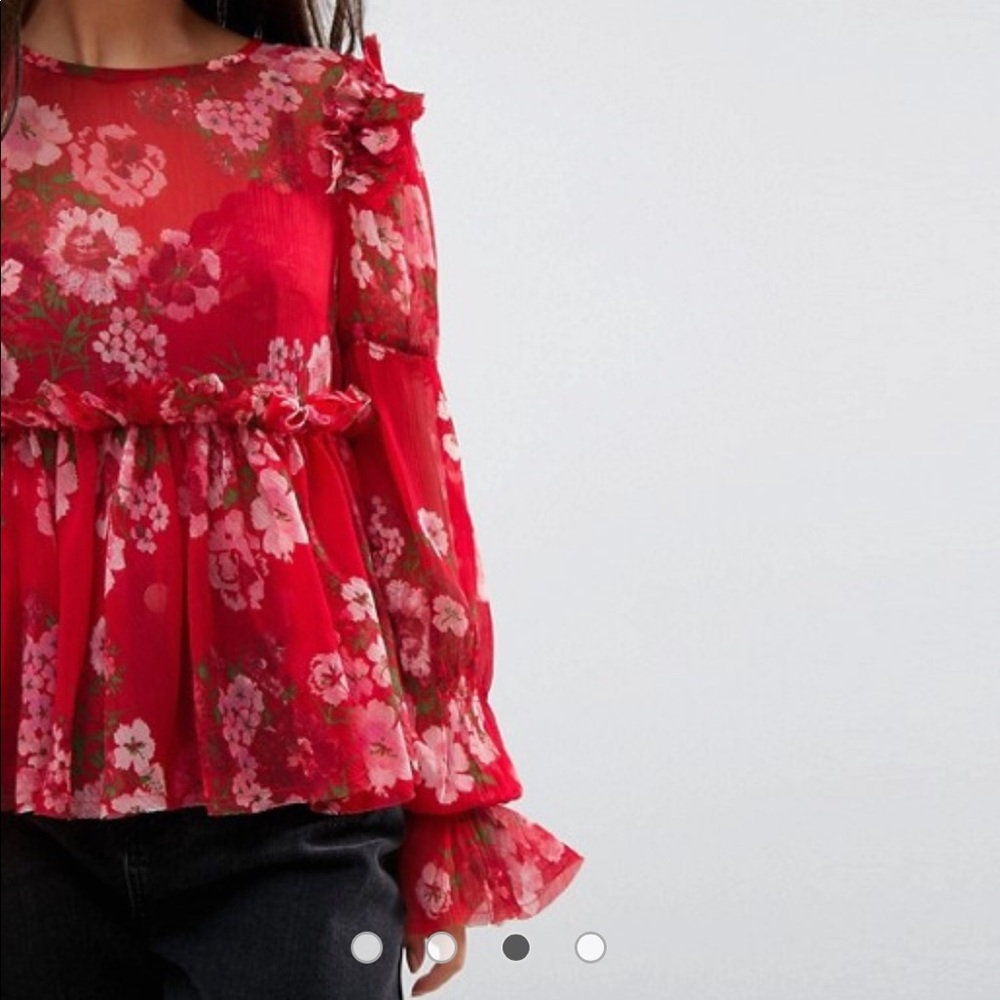 Ruffle smock blouse
